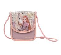 Depesche TOPModel Viva Violet 13298 Neck Pouch in Pink with Model Motif, Horse and Glitter, Shoulder Bag with Adjustable Shoulder Strap