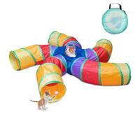 Depets Cat Tunnel for Indoor Cats, 5 Way Large Play Tunnel and Tube with Play Ball, Foldable S-Shaped Tube with Interactive Peephole, Ideal for Indoor Exercise for Kittens,