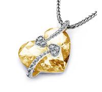 DEPHINI - Heart Necklace - 925 Sterling Silver - Fine Jewellery Woman Necklace 18" Rhodium Plated Silver Chain - Cubic Zirconia Pendant