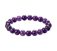 DEPHINI Natural Gemstone Elastic Healing Stone Bracelet, 8mm Crystal Beads Jewelry, Yoga Energy Gifts for Unisex Adult Men Women, Absorb Negativity, 7" One Size Fits Most (Amethyst)