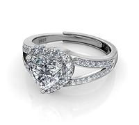 DEPHINI Ring Crystal Heart - 925 sterling silver - Cubic Zirconia - Engagement gift