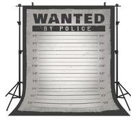 DePhoto 5x7FT Wanted by Police Backdrop Mugshot Poster Backdrop for Murder Mystery Party, Western Cowboy Party Decoration, Photo Studio Props Vinyl