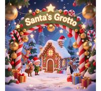 DePhoto 6x6FT Christmas Santa's Grotto House Backdrop Xmas Arch Gingerbread House Cane Candy Elk Colorful Balls Background for Christmas Themed Party Vinyl