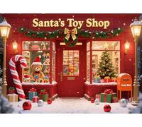 DePhoto 7x5FT Christmas Santa's Toy Shop Backdrop Christmas Tree Cane Candy Gift Santa Mail Background for Christmas Themed Baby Shower Birthday Party Decoration Vinyl