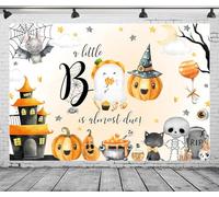 DePhoto 7x5FT Halloween Baby Shower Backdrop A Little Boo is Almost Due Background for Halloween Cute Ghost Newborn Party Decorations Vinyl Orange