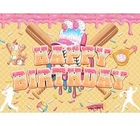 DePhoto 7x5FT Ice Cream Drip Baseball Birthday Party Backdrop Baseball Ice Cream Banner Party Photo Background Photo Supplies for Birthday Summer Gathering Decorations Photo Shoot Props