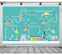 DePhoto 7x5FT Science Backdrop for Mad Scientist Girl Boy Chemistry Lab Chemical Experiments Background Decorations Supplies Vinyl