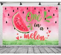 DePhoto 7x5FT Watermelon Backdrop One in a Melon Backdrop Watercolor Green Summer Fruit Background for Kids Birthday Decor Photo Booth Studio Props Vinyl