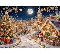 DePhoto 7x5FTChristmas Gingerbread Backdrop Gingerbread Town Winter Snowman Scenery Photo Background for Family Kids Xmas Christmas Holiday Party Home Decoration