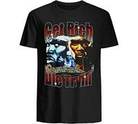 depi Men's 50 Cent T Shirt Get Rich Or Die Tryin' Vintage Shirt Cotton Unisex Black XL