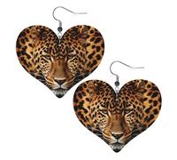 Depict a leopard Leather Earrings for Women Heart Earring Lightweight Dangle Earrings Jewelry Gifts