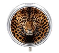 Depict A Leopard Pill Box Round Pill Case for Purse & Pocket 3 Compartment Medicine Pill Organizer Portable Travel Pillbox Medicine Vitamin Cod Liver Oil Storage Box