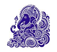 Depiction of Lord Ganesha in Silhouette Iconic Symbol of Hindu Devotion and Strength Wall Vinyl Sticker Decor 42x42.1cm Easy Installation DarkBlue