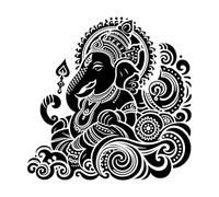 Depiction of Lord Ganesha in Silhouette Iconic Symbol of Hindu Devotion and Strength Wall Vinyl Sticker Decor 42x42.1cm Wall beautification Black