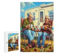 Depicts A Happy Elderly Couple Sitting 1000 Piece Jigsaw Puzzles Adults ChildrenJigsaws Office Break Relaxation Challenging Puzzle Colleagues Home Decor 1000 PCS