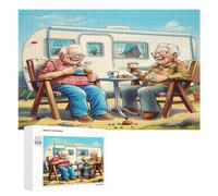 Depicts A Happy Elderly Couple Sitting 1000Pc Jigsaw Puzzles Adults ChildrenJigsaws Post-Retirement Leisure Challenging Puzzle Great Gift Seniors Stress Reliever 1000 PCS