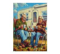 Depicts A Happy Elderly Couple Sitting 300 Piece Jigsaw Puzzle for Adults Weekend Hobby Creative Challenge No Duplicate Pieces Ideal Retirement Gift 300 PCS