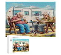 Depicts A Happy Elderly Couple Sitting 300Pc Jigsaw Puzzles Adults ChildrenJigsaws Post-Retirement Leisure Challenging Puzzle Great Gift Seniors Stress Reliever 300 PCS