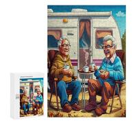 Depicts A Happy Elderly Couple Sitting 300Pc Jigsaw Puzzles Adults KidsJigsaws Home Bar Decor Stress Relief Game Whimsical Design Perfect Present 300 PCS