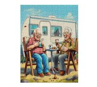 Depicts A Happy Elderly Couple Sitting 500-piece Jigsaw Puzzle Bundle Family Puzzle Lovers Brain Training Mindful Activity Spring Creativity & Gift Giving 500 PCS