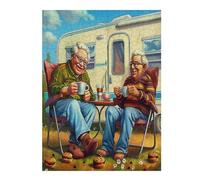 Depicts A Happy Elderly Couple Sitting 500 Piece Jigsaw Puzzle for Adults Winter Evening Activity Cozy Relaxation Detailed Artwork Ideal Housewarming Gift 500 PCS