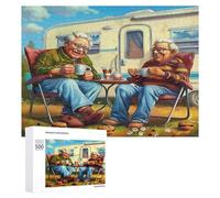 Depicts A Happy Elderly Couple Sitting 500 Piece Jigsaw Puzzles Suitable Adults KidsJigsaws Home Studio Decor Stress Relief Challenge Perfect Holiday Present 500 PCS