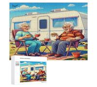 Depicts A Happy Elderly Couple Sitting 500Pc Jigsaw Puzzles Suitable All AgesJigsaws Thoughtful Family Activity Colourful Design Home Decor 500 PCS