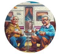 Depicts A Happy Elderly Couple Sitting 68 Piece Circular Jigsaw Puzzle Animal Shape Educational Home Decor Puzzle Stress Relief for All Ages Creative Challeng Challenging 68 PCS