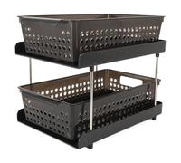 Depisuta 2 Tier Organizer, Multi Purpose Slide Out Storage with Handles Plastic Under Sink Storage Cabinet Basket Organizer for Home Bathroom Kitchen Pantry