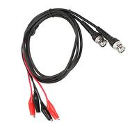 Depisuta 2pcs BNC Clamp/Holder Test Leads 50Ω Coaxial Cable Line Soft Red+Black Branch Lines for Oscilloscope 500V 5A Zinc Alloy Plug Reliable for Measurement Instruments