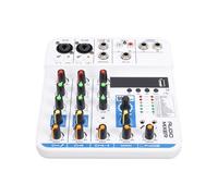 Depisuta 4 Channel Audio Mixer, Professional DJ Mixer Sound Board 99 DSP Effect, USB Bluetooth MP3 Input,48V Phantom Power DJ Controller Mixing Console for PC Studio Karaoke (White)