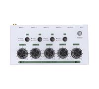 Depisuta 4 Channel Mixer, Rechargeable Portable Sound Mixer with 1/4 Inch Inputs and 3.5mm Output, Low Noise for Home Studio Recording Live Streaming Podcasting (White)