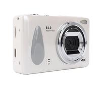 Depisuta 4K 64MP Digital Camera, 18X Zoom Auto Focus Point and Shoot Camera with 2.8 Inch Screen & LED Fill Light, Loop Recording, Rechargeable Compact Students for Daily Travel (White)