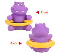 Depisuta Baby Bath Thermometer, Infant Baby Bath Floating Thermometer with LED Temperature Display, Safety Temperature, Floating Toy, Cute Water, Bathtub (Purple hippo)