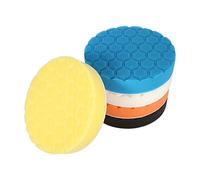 Depisuta Buffing Sponge Polishing Pad Set Effective Scratch Removal for Car Polisher Wax, 5pcs, Orange/Blue/Black/White/Yellow (6 Inch)