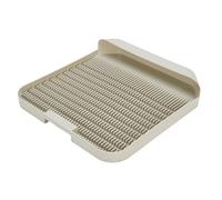 Depisuta Cat Litter Box Ramp, 14.69x14.57in Plastic Kitten Pedal Step Stool, Easy to Clean, Multifunctional Double Layer Litter Trapper with Filter Function for Small & Elderly Cats (Gray White)