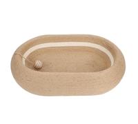 Depisuta Cat Scratcher Cardboard, Sisal Round Oval Cat Scratch Pad with Ball Interactive Toy, Cozy Sleeping Area Scratcher Bed 22.83X14.96X4.72Inch for Indoor Cats