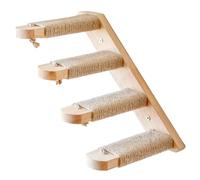 Depisuta Cat Wall Steps, Cat Climbing Shelf Stairway Wall Mounted with Hemp Rope Covered Solid Wood Ladder Furniture for Indoor Kittens Perch Sleeping Playing, Left to Right