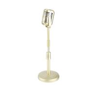 Depisuta Classic Microphone Stand with Microphone Stand Retro Design Durable and Lightweight Plastic Material Stable Base for Retro Fashion Blockbuster Photography Props (Gold)