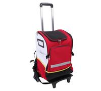 Depisuta Cleaning Caddy Organizer, 35L Large Cleaning Bag Housekeeping Tool Backpack with Stair Climbing Pull Bar, Large Cleaning Supplies Organizer for Cleaning and Housework (Red)
