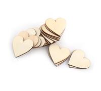 Depisuta Decoration Kit in The Shape of a Craft Wooden Heart, 100 Pieces of Small Wood Cores Different Sizes, Ready for Painting and Coloring, Ideal for Scrapbooking and Artistic Projects (40mm)