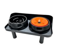 Depisuta Elevated Dog Bowls Stand, Mess Proof Double Deck, 3 Height Adjustable Raised with Slow Feeder, No Spills Water Bowl, Anti Slip Legs, 80Kg Load, for Medium Large Dogs (Black)