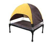 Depisuta Elevated Outdoor Dog Bed, Portable Raised Pet Cot Cooling Bed with Removable Canopy Tent and Seat Cushions Small Lifted Cat Shelter Off Ground for Camping Beach