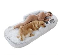 Depisuta Foldable Dog Bed for People, Portable 2-in-1 Soothing Giant Dog Bed in Human Size 70.8 x 45.2 x 9.8 Inch Faux Fur in Human Size Sofa Dog Bed for Adults