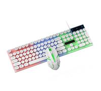 Depisuta Gaming Keyboard and Mouse Combo, Steam Punk Style USB Wired Colorful RGB LED Backlit Full Size Mechanical Feel Keyboard and 1000DPI Mouse Set for Laptop PC Computer (White)
