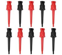 Depisuta Gold Plated Multimeter Hook Clamp/Holder Grabbers for Testing IC or Cell Phone, 10pcs P5002 Test Hook Lead with Copper&ABS, Black & Red Clamp/Holder Set for Electronic Engineers (Five Black