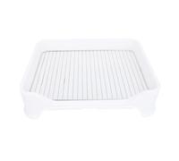 Depisuta Indoor Dog Potty Tray, 18.9x12.9 Inch Plastic Pee Pad Holder with Removable Stainless Steel Mesh and Litter Scoop for Small Medium Puppies, Keep Paws Dry and Floors Clean (White)