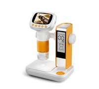 Depisuta Kids Microscope, 2 in 1 Handheld Miniscope with 1000X Magnification, Adjustable 8 LED Lights, 2 Inch Screen, Photo and Video Mini Microscopes Toy for Girls Boys