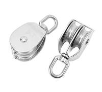 Depisuta Lifting Double Pulley Block, 2 Pack 304 Stainless Steel Hook Heavy Duty Pulley, with Smooth Rolling Bearing, for Rope Lifting Tent Tightening Home Projects, M50