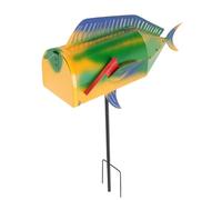 Depisuta Metal Mailbox, 16.54x11.61inch Iron Fish Shape Decorative Post Mailbox for Outside of Residential Home, 3.50x3.23inch Inner Diameter